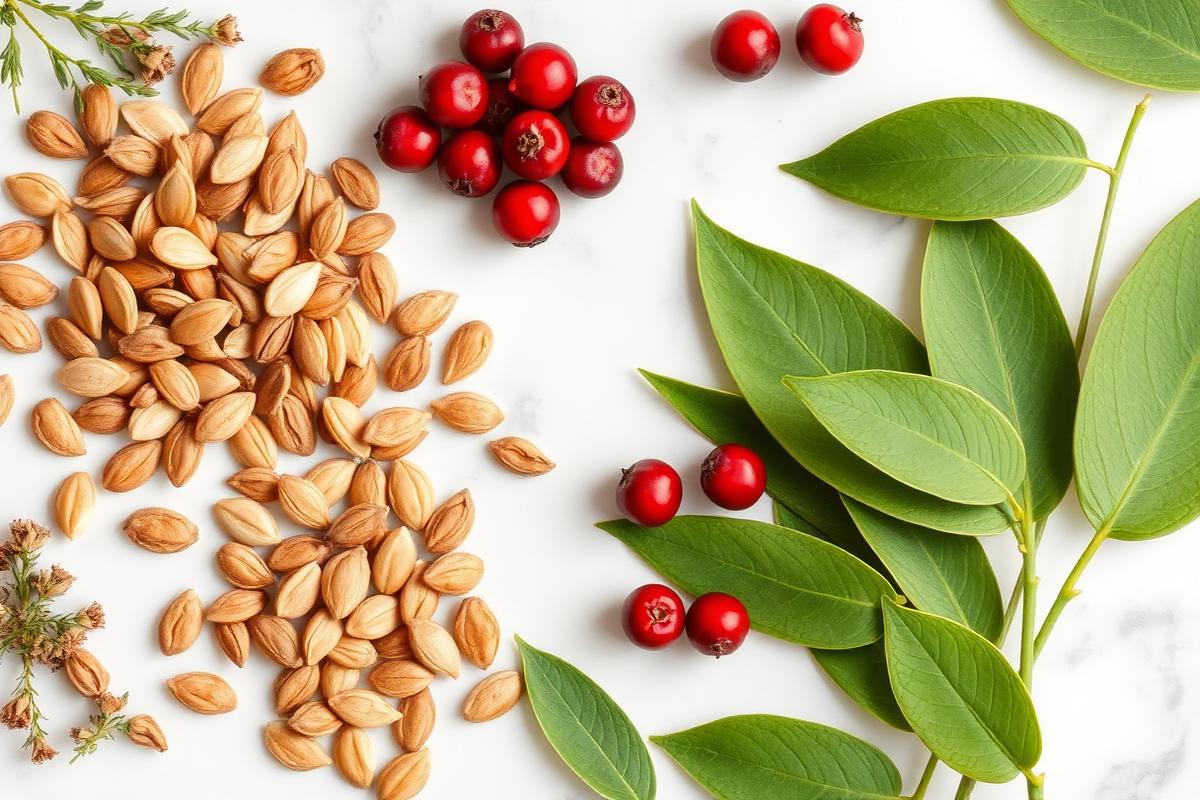 Natural bladder-support ingredients including pumpkin seeds, cranberry, and green leaves